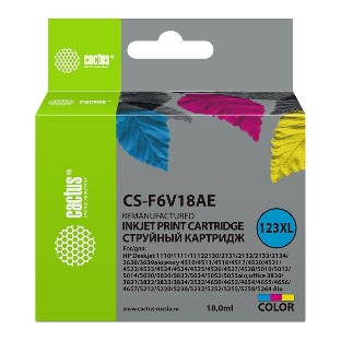 Картридж струйный Cactus CS-F6V18AE (123XL) многоцветный (330 стр., 18 мл) для HP DeskJet 1110/1111/1112/2130