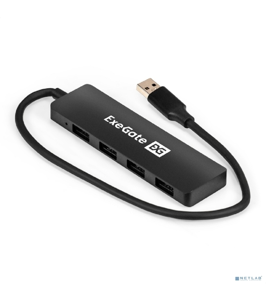 USB-концентратор 4-в-1 ExeGate DUB-4P/3 (кабель-адаптер USB3.0 --> 4xUSB3.0, Plug&Play, черный)