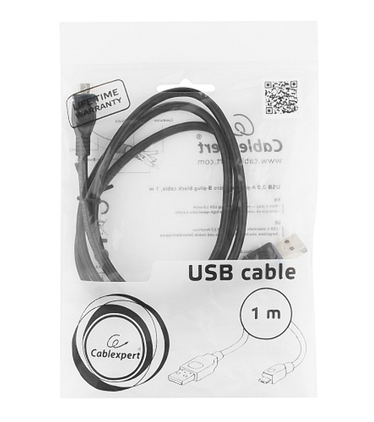Кабель USB2.0 Pro Cablexpert CCP-mUSB2-AMBM-1M, AM/microBM 5P, 1м, экран, черный, пакет