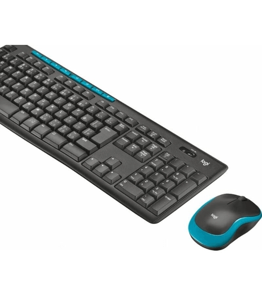 Комплект клавиатура+мышь Logitech MK275 беспроводной, USB, 1000 DPI, голубой/чёрный