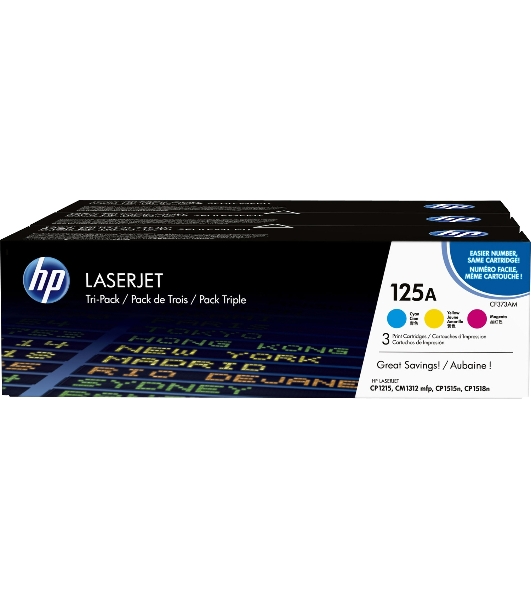 Картридж лазерный комплект HP CF373AM голубой/пурпурный/желтый для CLJ CP1215/1515 3 х 1400 стр.