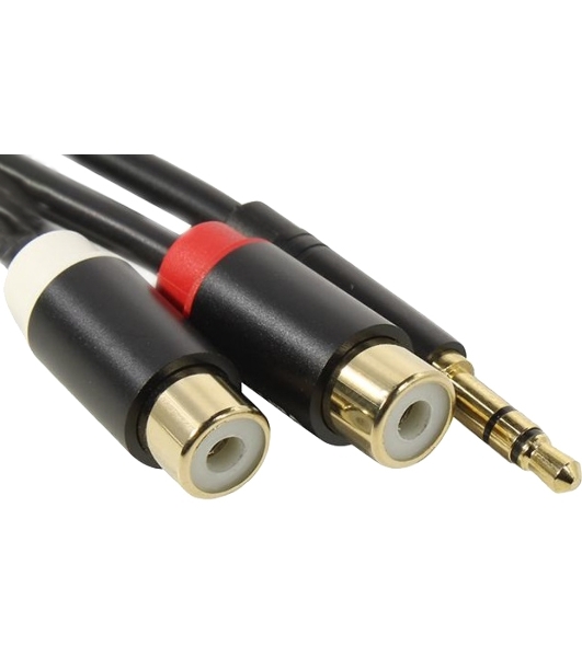Переходник-разветвитель Vention гибкий Jack 3.5 мм M/2RCA F - 0.3 м черный
