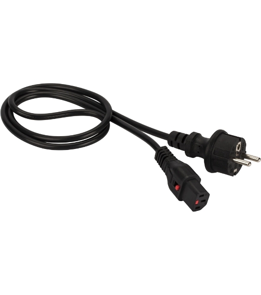 Шнур питания Lanmaster с блокировкой C13-Schuko прямая, 3х0.75, 220В, 10А, черный, 2 м
