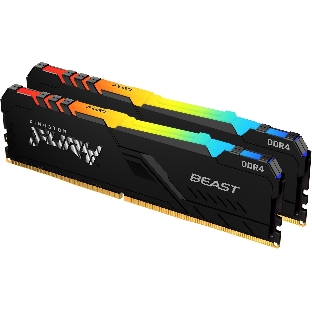 Оперативная память Kingston Fury Beast, DDR4, 64GB (2x32GB), 3200MHz, CL16, DIMM, с радиатором, RGB, черный