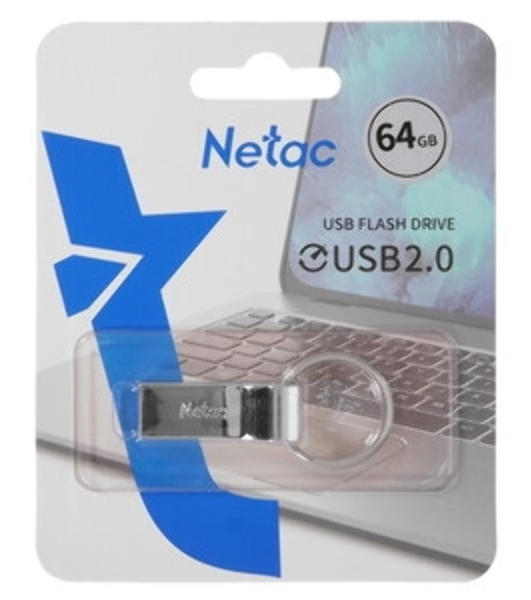 Флешка USB Netac U275 (NT03U275N-064G-20SL), 64Gb, USB 2.0, R/W 50/15, серебристый