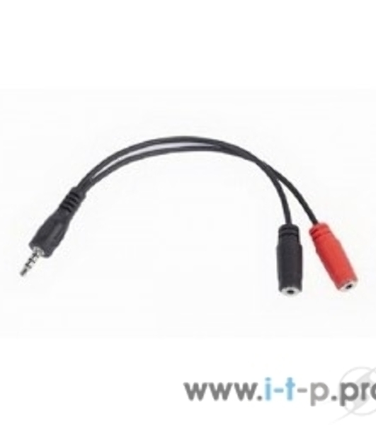 Кабель аудио сигнала Gembird Jack3.5 4pin->Jack3.5 стерео + 3.5 микрофон моно, длина 20с, черный