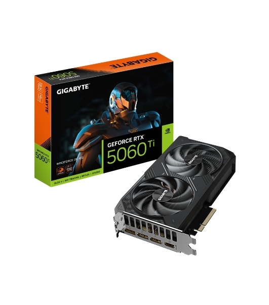 Видеокарта Gigabyte GeForce RTX 5060Ti Windforce OC, NVIDIA RTX 5060 Ti, 16G GDDR7, 128 бит, PCI-e 5.0, 1xHDMI, 3xDP, 2587 МГц