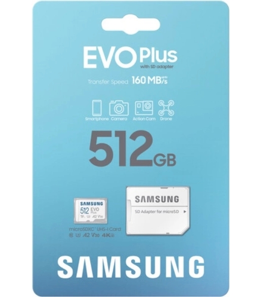 Флеш карта microSDXC 512Gb Samsung MB-MC512SA/EU EVO Plus + adapter