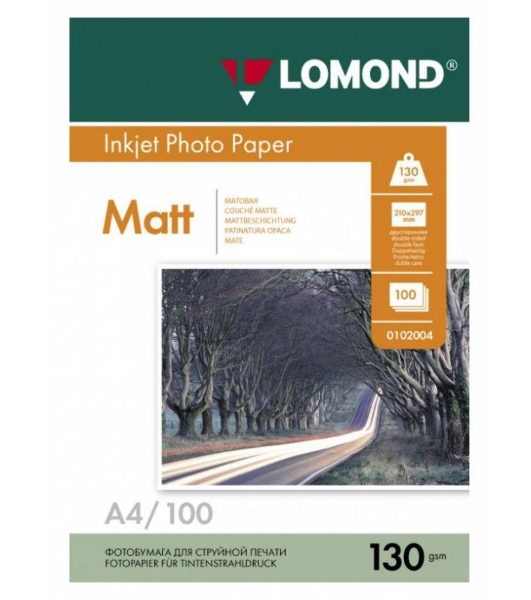 Фотобумага Lomond 0102004 A4/130г/м2/100л./белый матовое/матовое для струйной печати