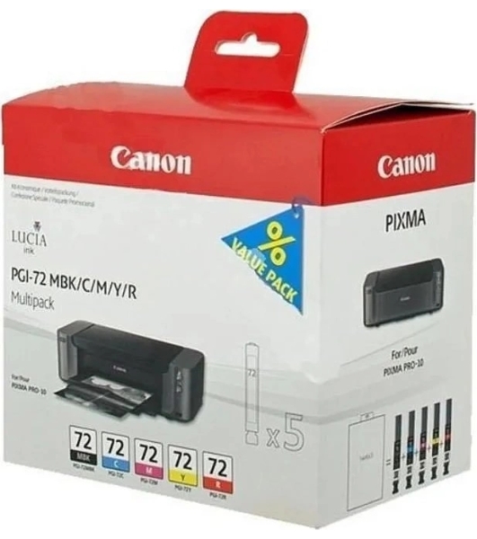 Картридж струйный CANON PGI-72 MBK/C/M/Y/R MULTIPACK (1640 стр. 13 мл) для CANON PRO-10