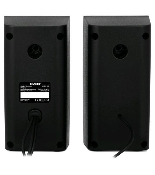 Колонки SVEN 318 черный USB-порт ПК, ноутбука или адаптер 5V DC