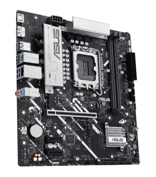 Материнская плата ASUS PRIME B860M-K, LGA 1851, Intel B860, 2xDDR5, 4xSATA, 2xM.2, 1xPCIe 4.0 x16, 2xPCIe 4.0 x1, 1xHDMI, 1xDP, 1x 2.5Gb LAN, 1xUSB-A 10Gbps, 3xUSB-A 5Gbps, 3xUSB-A 2.0, 3x3.5 мм, 7.1, mATX