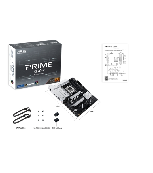 Материнская плата ASUS PRIME X870-P, AM5, AMD X870, 4xDDR5, 2xSATA, 4xM.2, 1xPCIe 5.0 x16, 2xPCIe 4.0 x1, 1xHDMI, 2xUSB-C, 1x 2.5Gb LAN, 4xUSB-A 3.2 Gen 1, 1xUSB-A 3.2 Gen 2, 4xUSB-A 2.0, 3x3.5 мм, 7.1, ATX