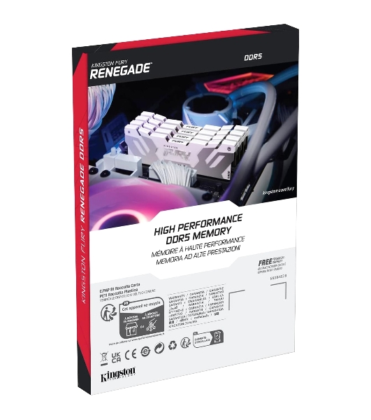 Оперативная память Kingston Fury Renegade, DDR5, 64Gb (2x32Gb), 6400MHz, CL32, радиатор, белый