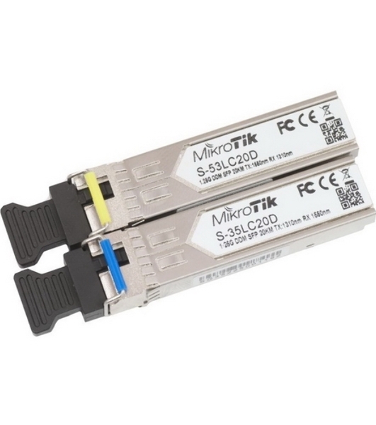 Трансивер Mikrotik S-3553LC20D 'Pair of SFP modules, S-35LC20D (1.25G SM 20km T1310nm/R1550nm) + S-53LC20D (1.25G SM 20kmT1550nm/R1310nm)'
