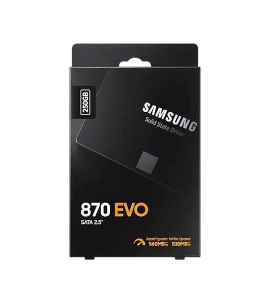 Накопитель SSD Samsung 870 EVO, 250Gb, SATA III, 2.5', R/W 560/530