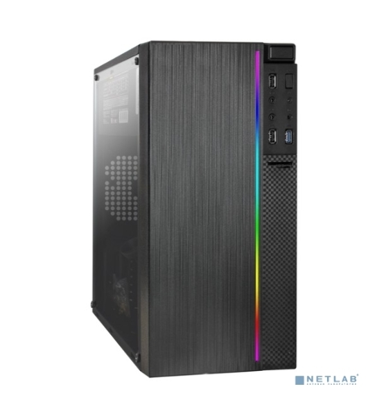 Компьютерный корпус Minitower ExeGate mEVO-9301-EVO800 (mATX, БП EVO800RGb с вент. 12см, с окном, 2хUSB+1хUSB 3.0, HD аудио, черный, с RGb подсветкой)