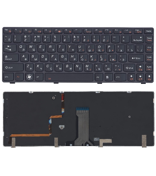 Клавиатура для ноутбука Lenovo IdeaPad Y480 черная с подсветкой