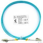 Коммутационный шнур оптический Cabeus Tight Buffer, Duplex LC/LC, OM3 50/125, LSZH, 1м, d= 3мм, серый хвостовик, аква, фото 1