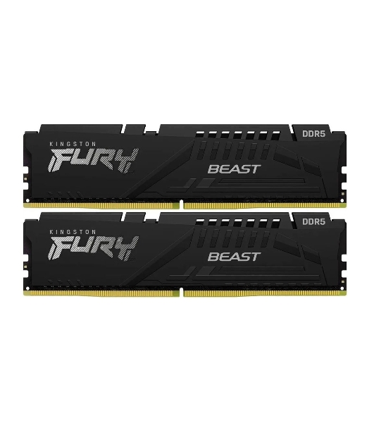 Оперативная память Kingston Fury Beast, DDR5, 32GB (2x16GB), 5200MHz, CL40, DIMM, радиатор, черный