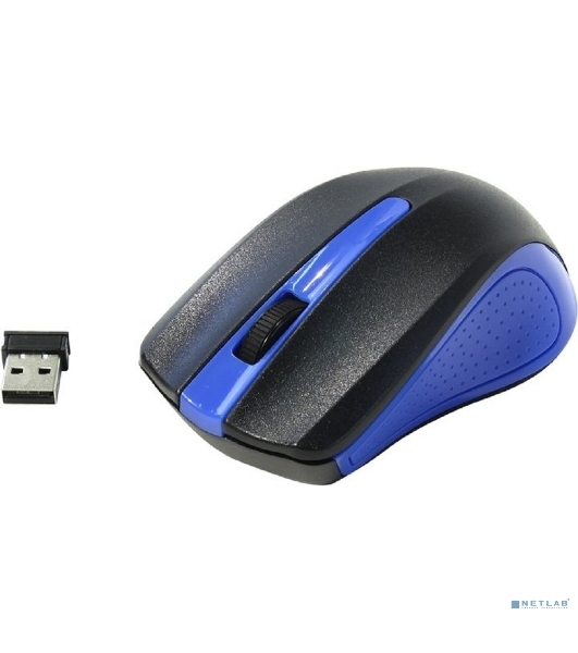 Мышь беспроводная Oklick 485MW черный/синий, 1200 dpi, радиоканал, USB, кнопки - 3