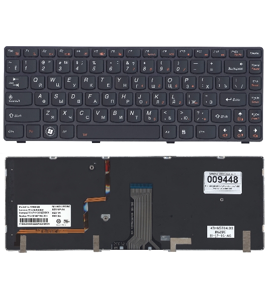 Клавиатура для ноутбука Lenovo IdeaPad Y480 черная с подсветкой