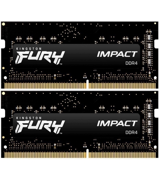Оперативная память Kingston Fury Impact, DDR4, 32Gb (2x16Gb), 3200MHz, CL20, SO-DIMM