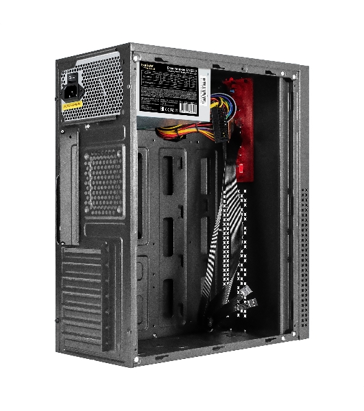 Компьютерный корпус Miditower ExeGate AA-443-UNS350 (ATX, БП UNS350 с вент. 12см, 2хUSB+HD Audio, черный)