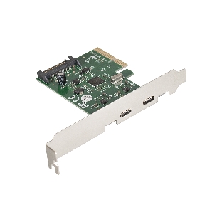 Контроллер ExeGate EXE-313 PCI-Ex4, 2*USB3.1 Type-C ext, разъем доп.питания (OEM)