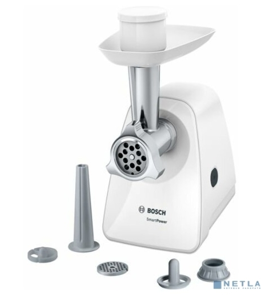 Мясорубка электрическая Bosch MFW2520W белый, 1500 Вт, 1.7 кг/мин, насадки - 4