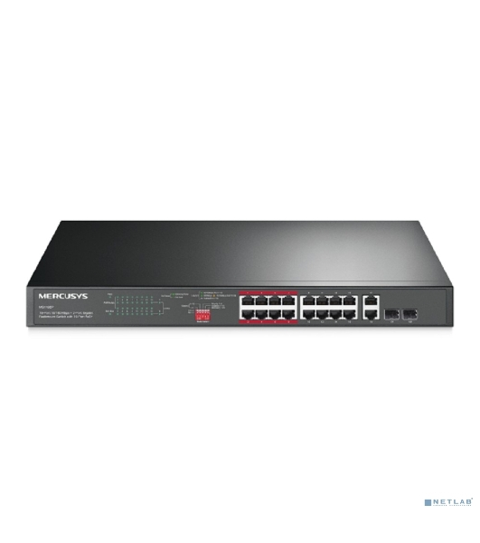 Kоммутатор 16-портовый монтируемый в стойку PoE+ Mercusys MS118CP 10/100 Мбит/с с 2 гигабитными портами
