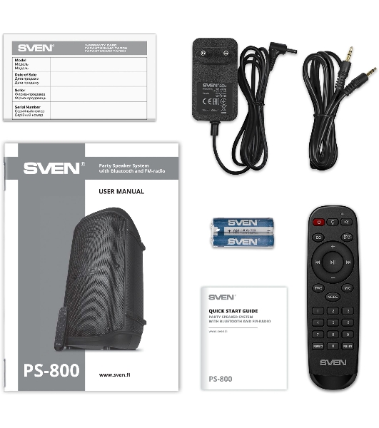 Колонка портативная SVEN PS-800 черный 100W 2.0 BT 10м 4400mAh
