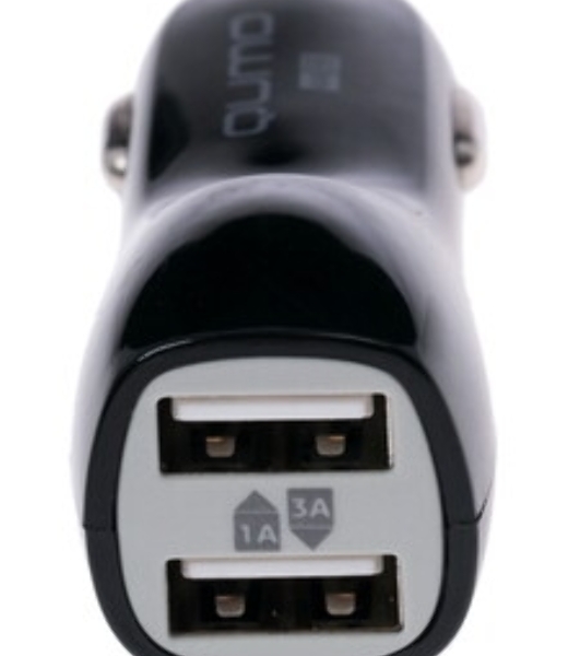 Автомобильное зарядное устройство QUMO 3A, 2 USB, 1A+2A черный