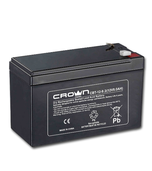 Батарея для ИБП CROWN CBT-12-9.2 (12V 9.2Ah) F2 срок службы 5 лет
