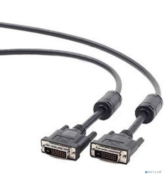 Кабель DVI-D dual link Gembird/Cablexpert, 25M/25M, 1.8м, черный, экран, феррит.кольца, пакет