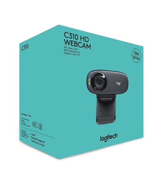 Веб-камера Logitech C310 HD 1280x720, 30 кадр/с, USB Type-A, микрофон (шумоподавление), автоосвещение, универсальное крепление