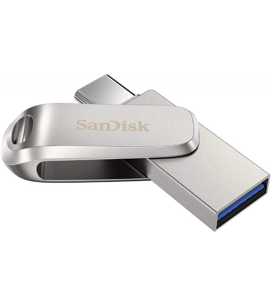 Флешка USB SanDisk Ultra Dual Luxe (SDDDC4-256G-G46), 256Gb, USB 3.2/USB Type-C, R/W 150/40, серебристый