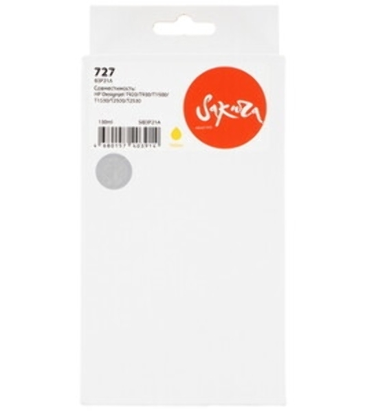 Картридж струйный Sakura B3P21A (№727 Yellow) для HP, желтый, 130 мл.