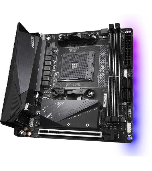 Материнская плата Gigabyte B550I AORUS PRO AX, AM4, AMD B550, 2xDDR4, 4xSATA, 2xM.2, 1xPCIe 4.0 x16, 2xHDMI, 1xDP, 1x 2.5Gb LAN, 1xUSB-C 3.2 Gen 2, 4xUSB-A 3.2 Gen 1, 3x3.5 мм, 7.1, Mini-ITX