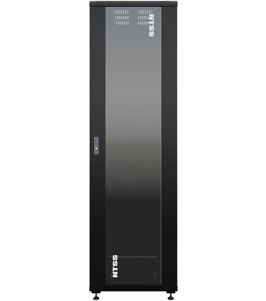 Шкаф серверный NTSS Премиум (NTSS-R42U80100GS-BL) напольный 42U 800x1000мм пер.дв.стекл металл 900кг черный 910мм 160кг 1987мм IP20 сталь