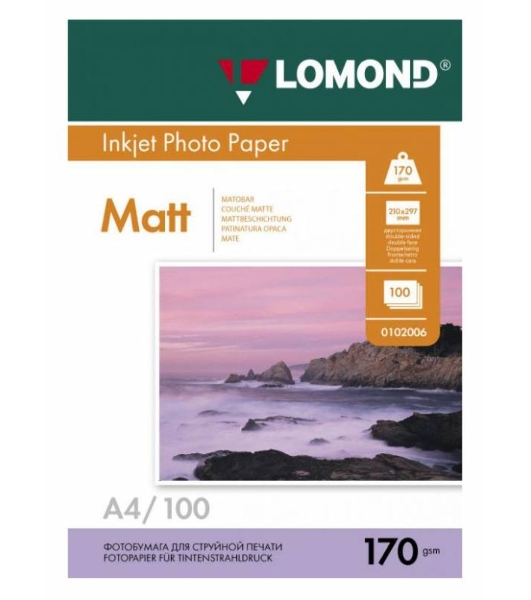 Фотобумага Lomond 0102006 A4/170г/м2/100л./белый матовое/матовое для струйной печати