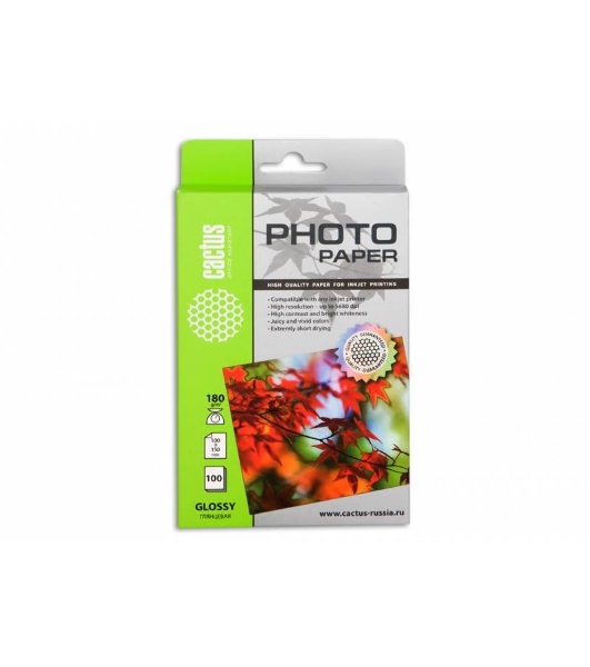 Фотобумага Cactus CS-GA6180100 A6/180г/м2/100л. глянцевая для струйной печати