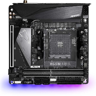 Материнская плата Gigabyte B550I AORUS PRO AX, AM4, AMD B550, 2xDDR4, 4xSATA, 2xM.2, 1xPCIe 4.0 x16, 2xHDMI, 1xDP, 1x 2.5Gb LAN, 1xUSB-C 3.2 Gen 2, 4xUSB-A 3.2 Gen 1, 3x3.5 мм, 7.1, Mini-ITX