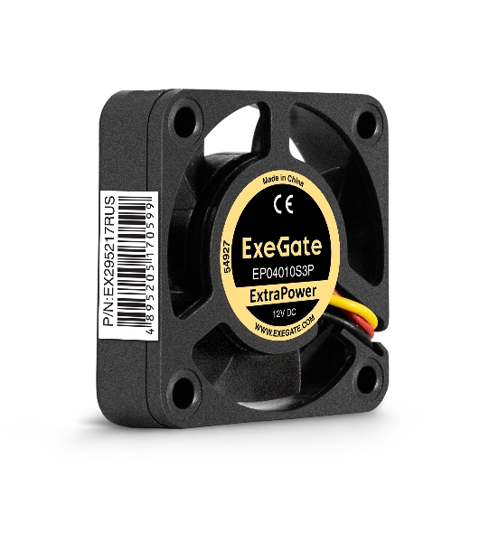 Вентилятор для корпуса ExeGate EP04010S3P черный, 40 мм, 7500 об/мин, 36 дБ, 3 pin