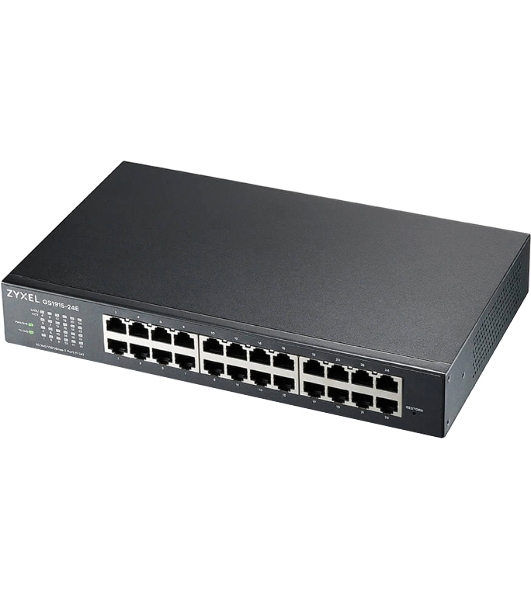 Коммутатор гибридный Smart L2Zyxel NebulaFlex GS1915-24E, rack 19', 24xGE, бесшумный (без вентилятора), автономное/облачное управление