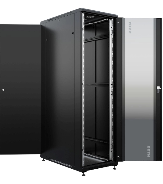 Шкаф серверный NTSS Премиум (NTSS-R42U80100GS-BL) напольный 42U 800x1000мм пер.дв.стекл металл 900кг черный 910мм 160кг 1987мм IP20 сталь