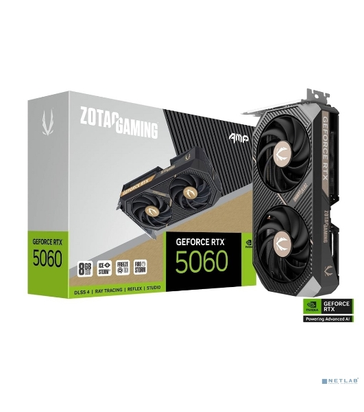 Видеокарта Zotac RTX 5060 AMP 8Gb GDDR7 128bit 3xDP HDMI 2FAN MEDIUM PACK