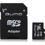 Флеш карта QUMO QM64GMICSDXC10U1 64Gb MicroSDXC Class 10 UHS-I, SD adapter, фото 1