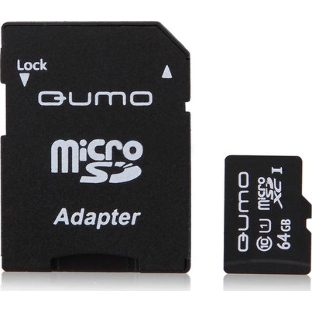 Флеш карта QUMO QM64GMICSDXC10U1 64Gb MicroSDXC Class 10 UHS-I, SD adapter