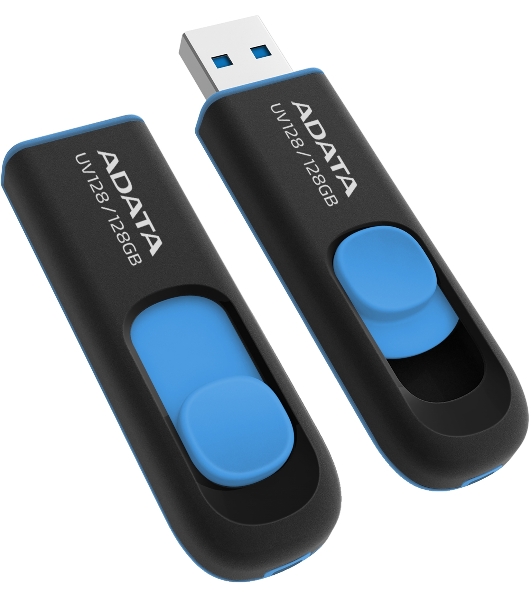 Флешка USB ADATA UV128 (AUV128-128G-RBE), 128Gb, USB 3.0, R/W 100/30, черный/синий